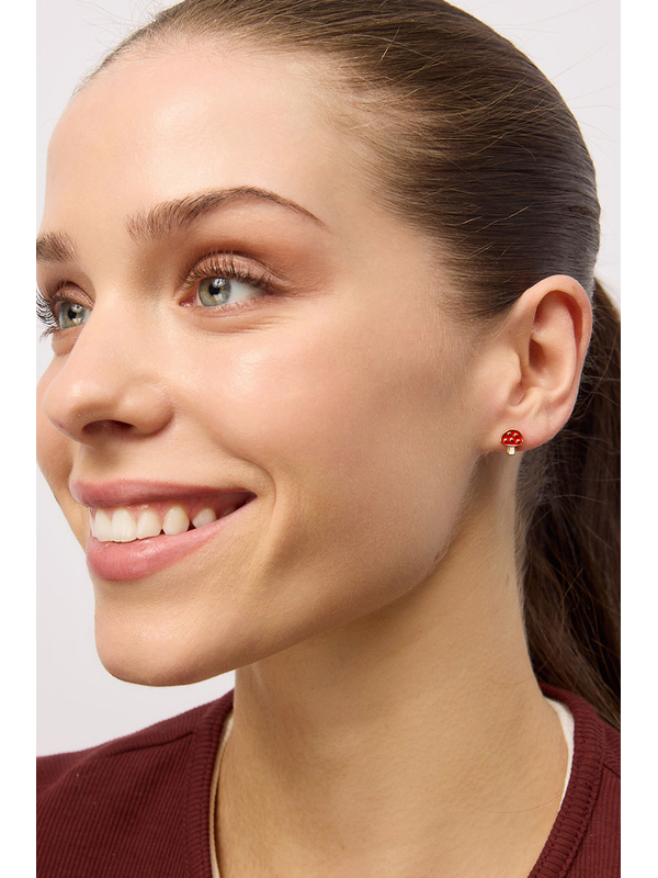 Tiger Tree Gold Little Mushroom Studs Earrings