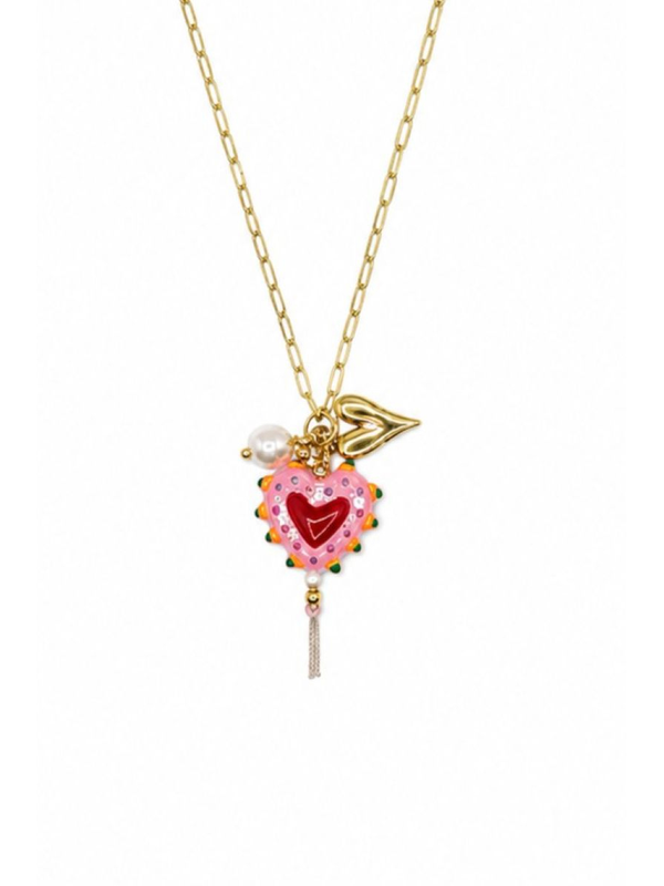 Tiger Tree Painted Heart Necklace