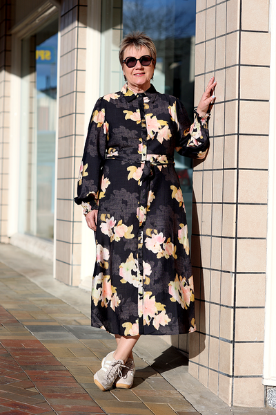 Sambara Printed Long Sleeve Shirt Dress-hc-new-Hello Cyril.
