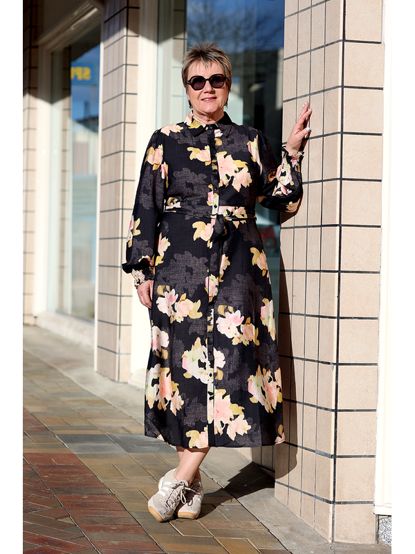 Sambara Printed Long Sleeve Shirt Dress