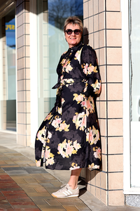 Sambara Printed Long Sleeve Shirt Dress