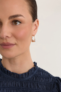 Adorne Square Edge Mini Metal Hoops Earrings