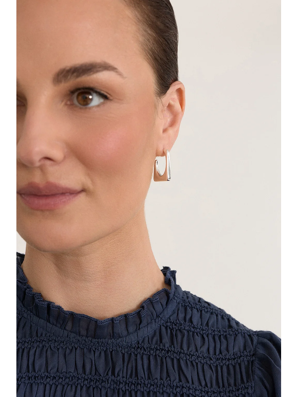 Adorne Square Edge Mini Metal Hoops Earrings