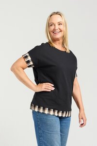Seduce Luna Black & Plaid Top