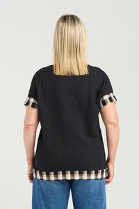 Seduce Luna Black & Plaid Top