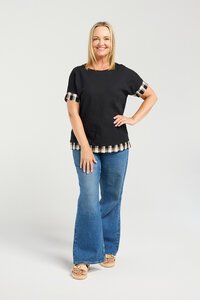 Seduce Luna Black & Plaid Top