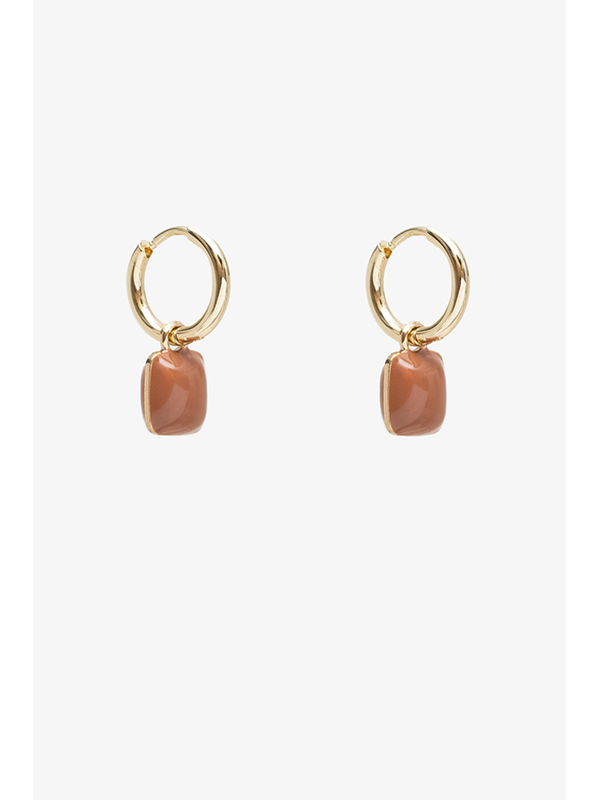 Antler Square Drop Earrings - Toffee