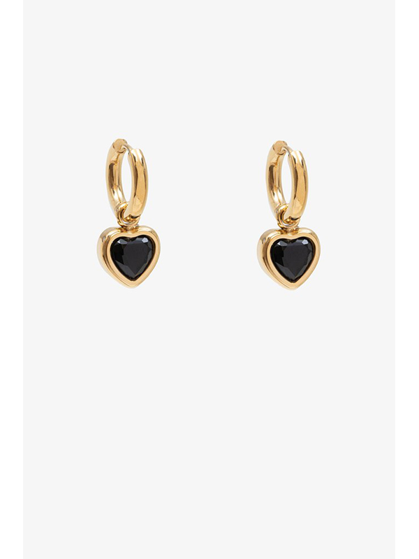 Antler Black Heart Earrings