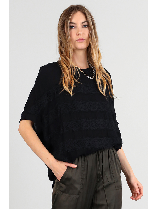 Storm Lace Stripe Oversized Tee