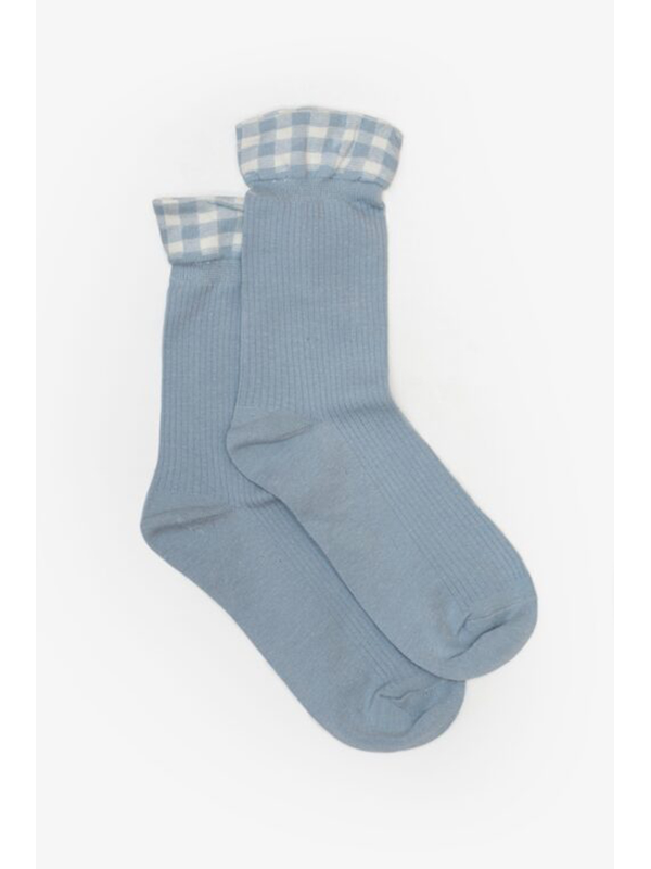 Antler Gingham Rufle Sock