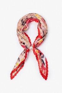 Antler Pleated Pearl Fasten Neck Tie - Bloom