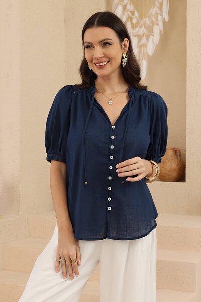 Iris Maxi Marion Tie Neck Top-hc-new-Hello Cyril.