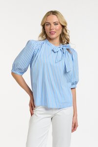 Urban Luxury Striped Bow Blouse