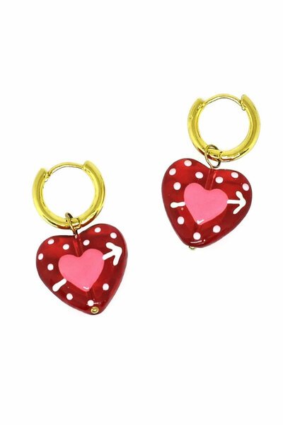 Tiger Tree Red Cupid Heart Huggie Earrings-hc-shop-by-style-Hello Cyril.