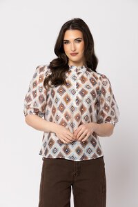 Leila + Luca Chocolate Blue Diamond Nina Blouse