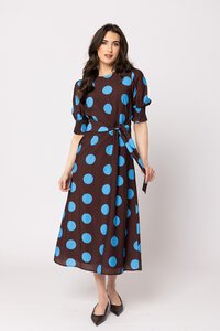 Leila + Luca Bold Blue Spot Gathering Dress