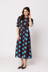Leila + Luca Bold Blue Spot Gathering Dress