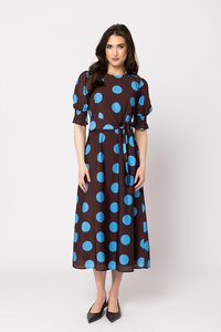 Leila + Luca Bold Blue Spot Gathering Dress