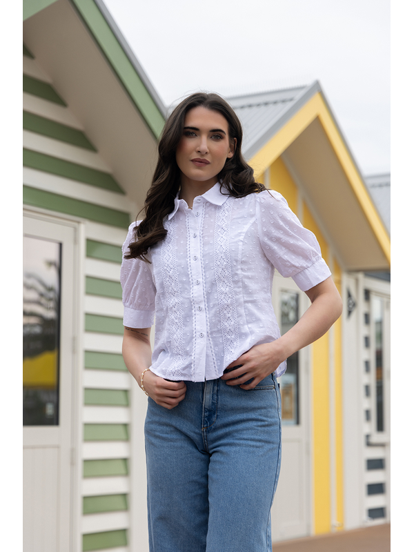 Leila + Luca White Spot Captivate Shirt
