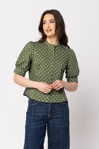 Leila + Luca Olive Spot Serene Shirt