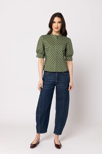 Leila + Luca Olive Spot Serene Shirt
