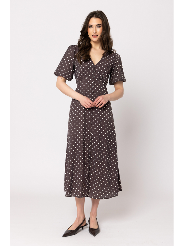 Seeking Lola Brown Spot Cheerful Dress