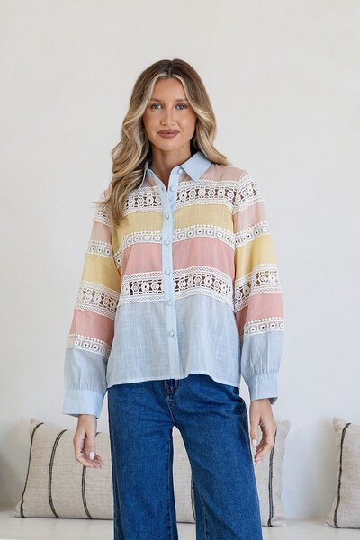 White Poetry Lace Trim Spliced Cotton Shirt-hc-new-Hello Cyril.