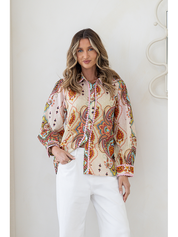 Joop & Gypsy Bohemian Paisley Button Blouse