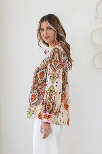 Joop & Gypsy Bohemian Paisley Button Blouse