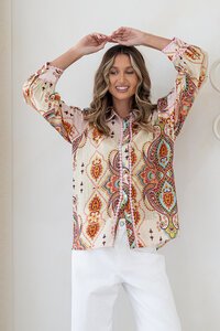 Joop & Gypsy Bohemian Paisley Button Blouse