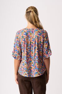 Foil Ruffle Sleeve Scoop Top
