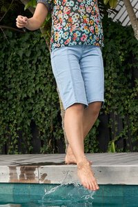 Memo Denim Panel Shorts