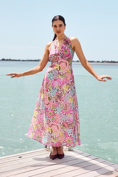 Foil Halter Ego Dress-shop-by-label-Hello Cyril.