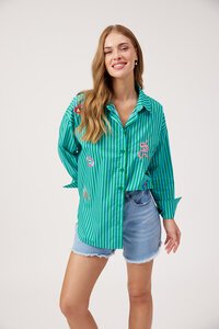 Haven Mykonos Embroidered Stripe Shirt