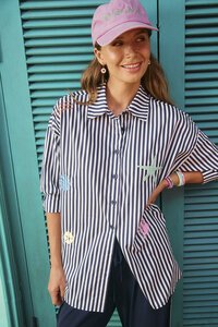 Haven Mykonos Embroidered Stripe Shirt