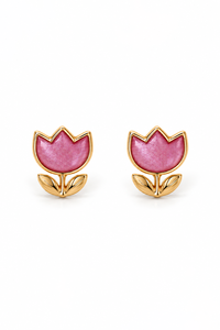 Tiger Tree Pink Tulip Studs Earrings