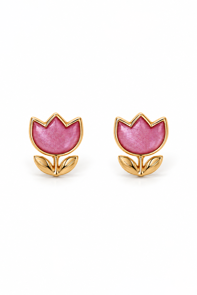 Tiger Tree Pink Tulip Studs Earrings-hc-shop-by-style-Hello Cyril.