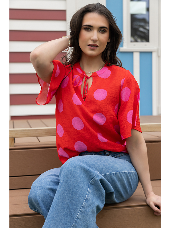 Seeking Lola Flamingo Spot Admired Blouse