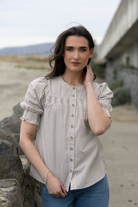 Seeking Lola Cedar Stripe Bountaneous Blouse