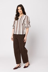 Seeking Lola Walnut Stripe Bobbie Blouse
