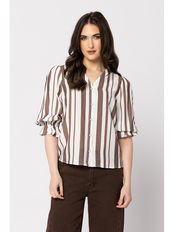 Seeking Lola Walnut Stripe Bobbie Blouse
