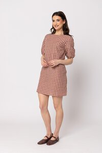 Seeking Lola Chestnut Check Fun Shift Dress
