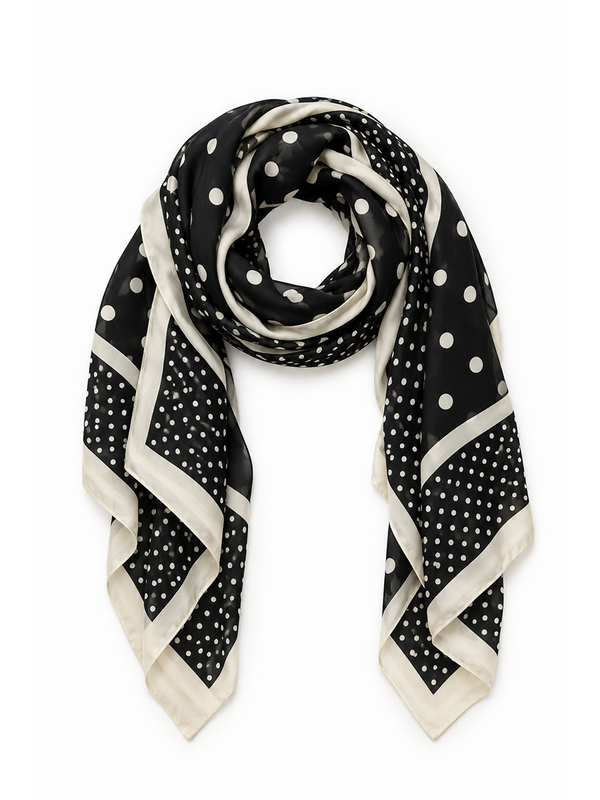 Ivys Black Polka Dot Square Scarf