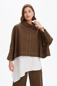 Tirelli Funnel Neck Contrast Top