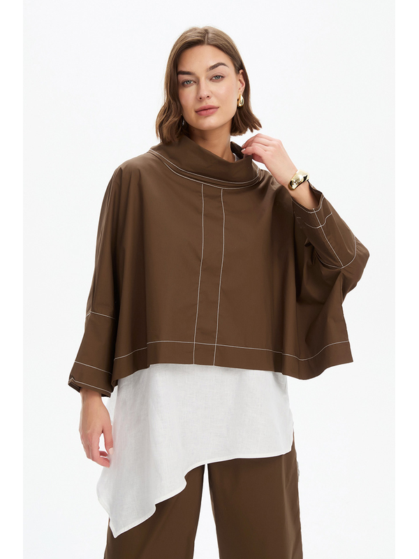 Tirelli Funnel Neck Contrast Top