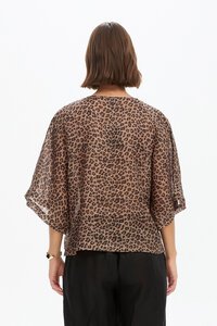 Tirelli Wide Sleeve Sheer Leopard Print Top 