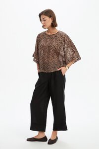 Tirelli Wide Sleeve Sheer Leopard Print Top 