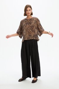 Tirelli Wide Sleeve Sheer Tiger Print Top 