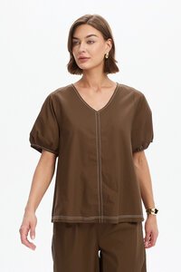 Tirelli Bishop Sleeve Contrast Top