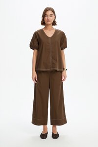 Tirelli Bishop Sleeve Contrast Top